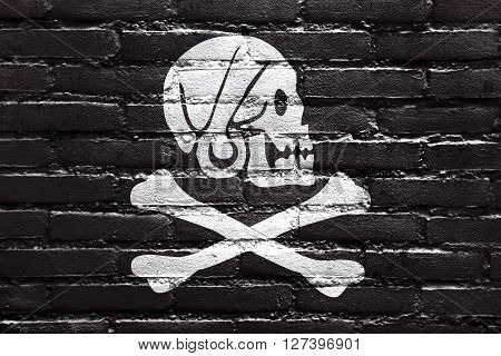 Henry Every Pirate Flag, Painted On Brick Wall