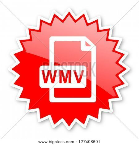 wmv file red tag, sticker, label, star, stamp, banner, advertising, badge, emblem, web icon 