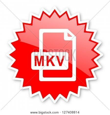 mkv file red tag, sticker, label, star, stamp, banner, advertising, badge, emblem, web icon 