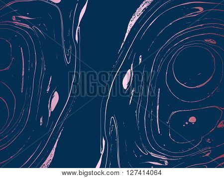 Abstract marbling blue and pink vector background. High contrast creative illustration. Beautiful handmade texture