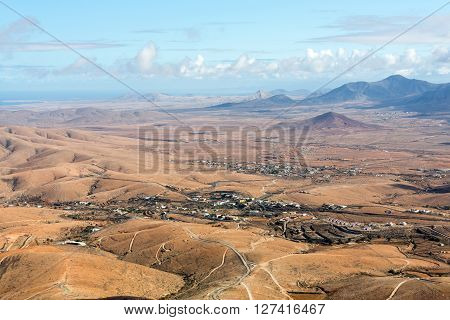 Volcanic Lanscape. Panoramic View On Fuerteventura From Mirador Morro Velosa Fuerteventura Canary Is