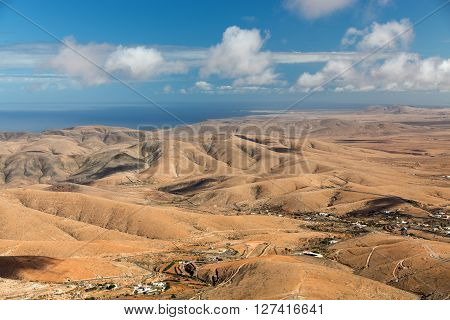 Volcanic Lanscape. Panoramic View On Fuerteventura From Mirador Morro Velosa Fuerteventura Canary Is