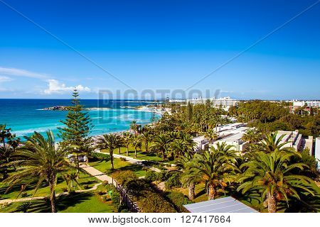 Cyprus coastline view, turquoise sea, white beaches
