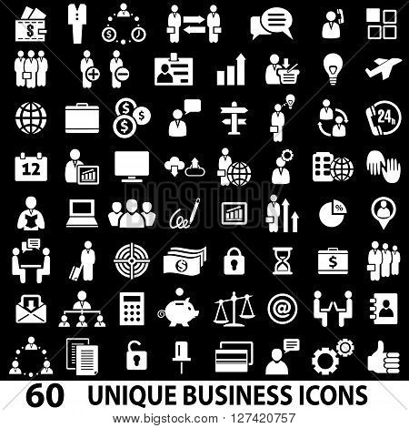 Set of 60 business icons. White and black