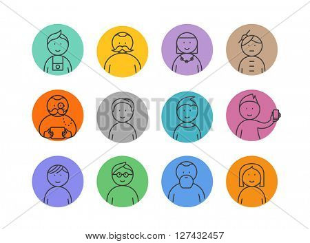 Different faces lineart collection