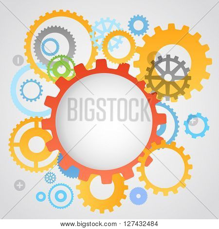 Color different gear wheels abstract background