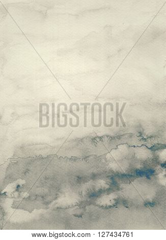 Old monotone  watercolor painting in paper image