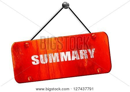 summary, 3D rendering, red grunge vintage sign