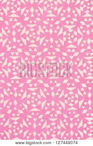 Close Up Of Pink Tradtional Design Printed On Textured Cotton - Abstract Fashion Background