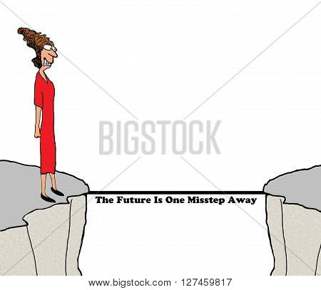 Business cartoon about fear of the future.