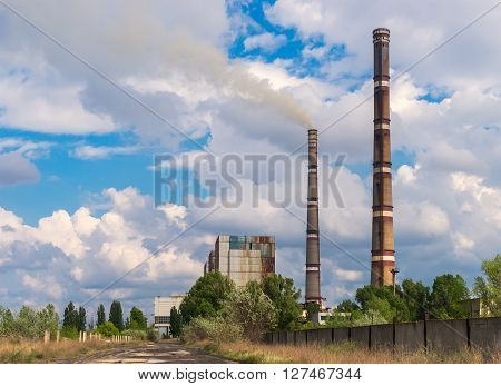 Thermal power stations on a clear day
