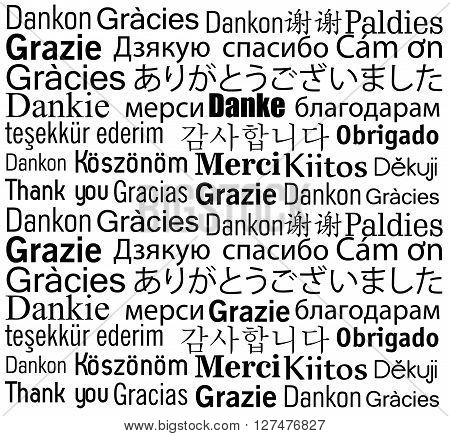thanks in different languages design, vector illustration eps10 graphic