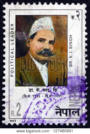 NEPAL - CIRCA 1997: a stamp printed in the Nepal shows Dr. K. I. Singh Political Leader circa 1997