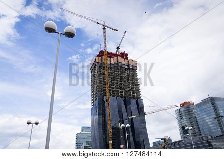 Vienna, Austria - May 7: Crane On Construction Site Of The Dc Towers Skyscraper – Tallest Skyscraper