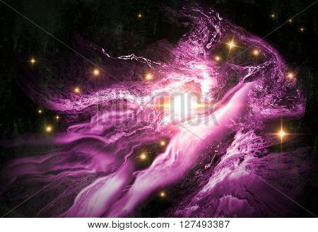 Giant universe starscape 3D illustration with colorful space clouds
