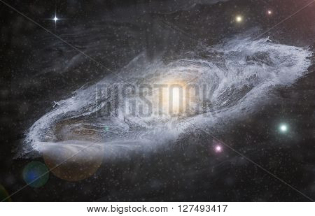 Giant universe starscape 3D illustration with colorful space clouds