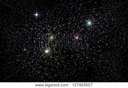 Giant universe starscape 3D Illustration with colorful stars