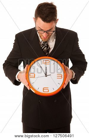 Successful Businessman In Formal Suit Chacking Time On Wrist Watch.
