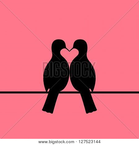 Birds Couple Forming Heart