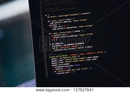 web script code on laptop screen closure