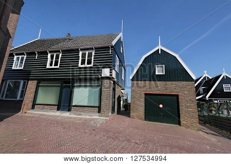 View of Typical dutch house village in Marken island, the Netherlands