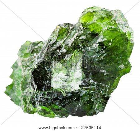 Raw Chrome Diopside Gem Isolated On White
