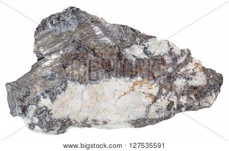 Bismuthinite Crystals And Native Bismuth In Quartz
