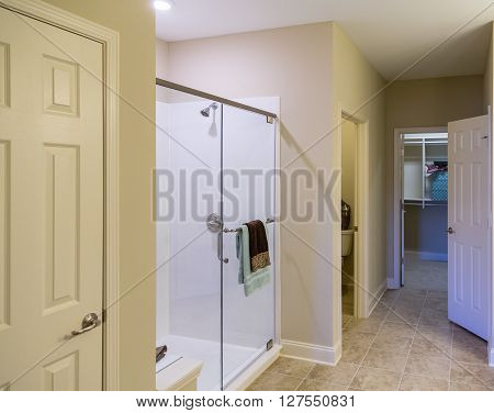 Clear Glass in Frameless Shower of New Home