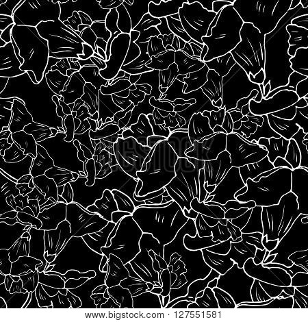hand drawn seamless pattern. monochrome floral background