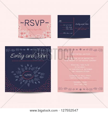 wedding set with invitation and rsvp cards