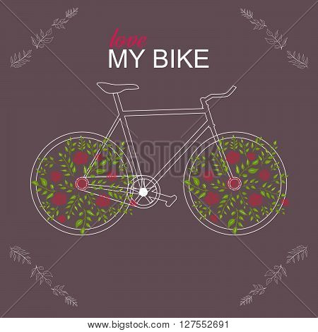 bicycle with flower wheels. vector illustration background