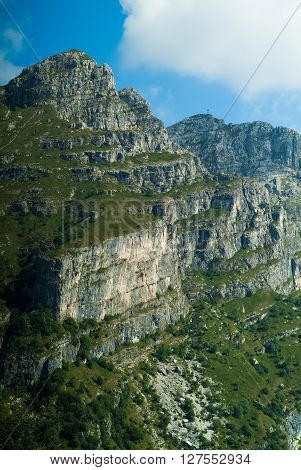 a rocky view of Piani d'Erna (part of the Alps) near Lake Como in Italy