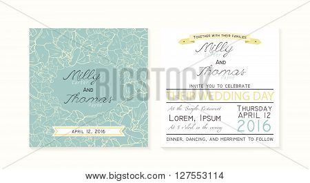 wedding invitation cards with beautiful floral background