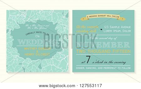wedding invitation cards with beautiful floral background