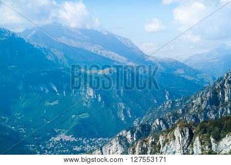 a rocky view of Piani d'Erna (part of the Alps) near Lake Como in Italy