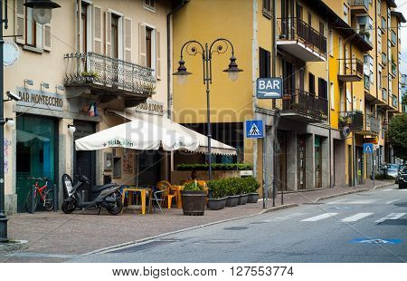 Colico Italy - September 8th 2015: a lakeside high street in Colico a town in the northern part of Lake Como