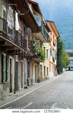 Colico Italy - September 8th 2015: a small street in Colico a town in the northern part of Lake Como