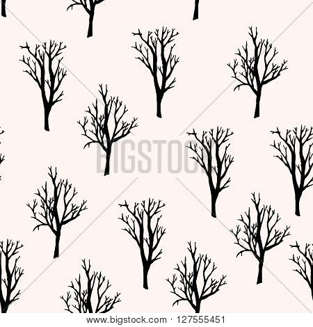 vector seamless pattern. black forest tree background