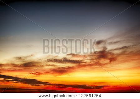 Beautiful twilight skys and cloud. Colorful Sunset sky. Colorful cloudscape background landscape