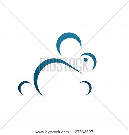 Cute blue rabbit with blue eye vector on the white background