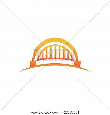 Bridge and river stylized symbol on the white background