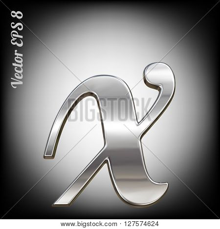 Vector letter x from metal alphabet. Lovercase metal font collection. EPS 8