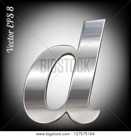 Vector letter d from metal alphabet. Lovercase metal font collection. EPS 8
