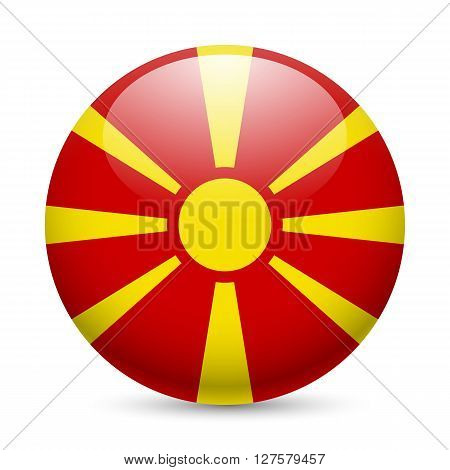 Flag of Macedonia as round glossy icon. Button with Macedonian flag