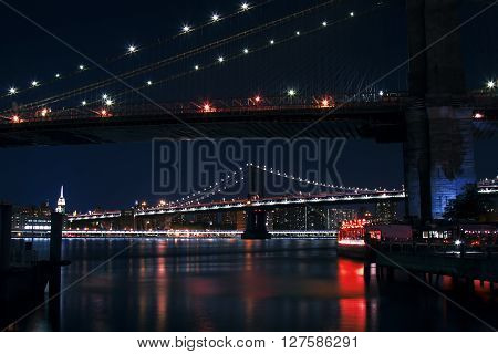 Manhattan and Brooklyn bridges, New York, USA
