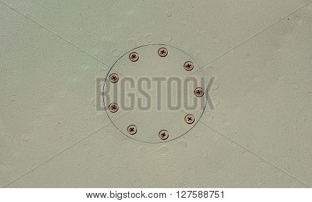 old gray hatch iron with rust and pen