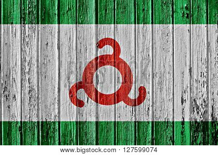 Flag Of Ingushetia Painted On Wooden Frame