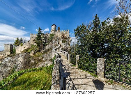 medieval castle. Rocca Guaita in San Marino Republic