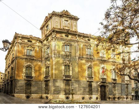 Palace Marques De Dos Aguas Facade In Alabaster In Valencia, Spain.