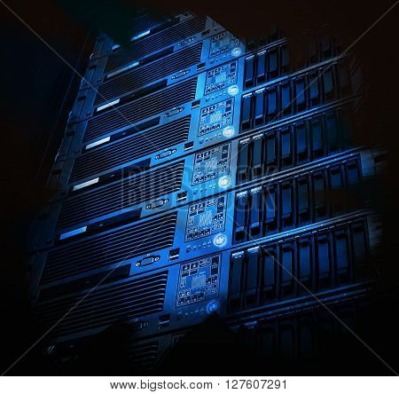 modern blade server in the data center art idea concept